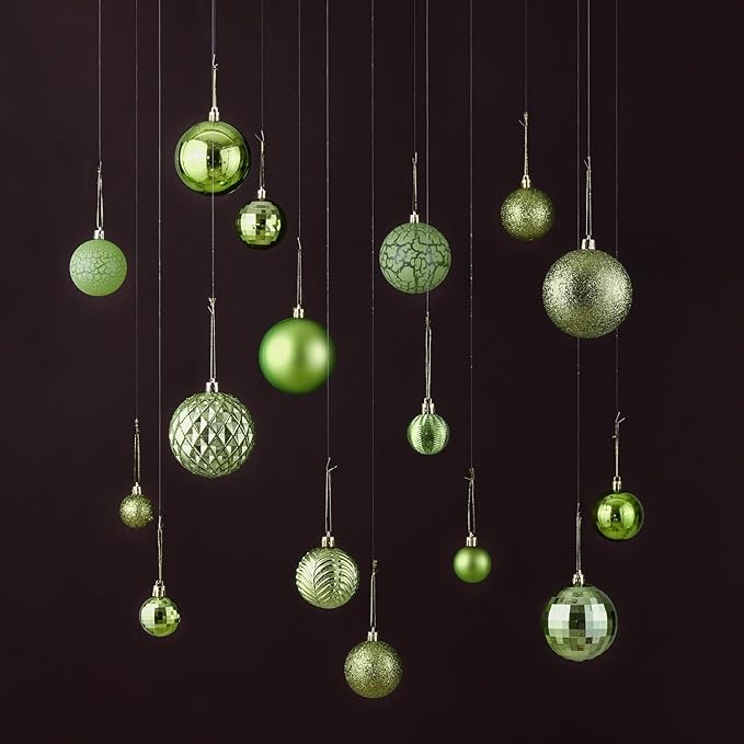 LANGXUN 36pcs Light Green Christmas Tree Decorations Balls, Bolas De Navidad, 2025 Christmas Decor, Indoor Outdoor Shatterproof Christmas Ornaments, Xmars Party Wedding Suppiles
