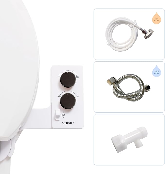 TUSHY 3.0 Spa Cool to Warm Water Bidet Attachment. Easy Universal Toilet Seat Install, Requires Sink Connection for Temperature Control. Fresh Self-Cleaning Clean Water, Gunmetal