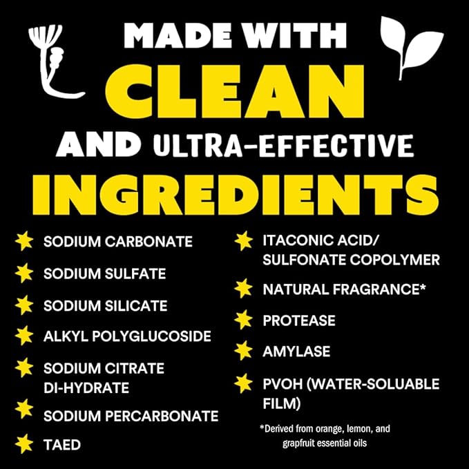 Molly's Suds Dishwasher Pods | Clean Dishwasher Detergent, Cuts Grease & Rinses Clean (Residue-Free) for Sparkling Dishes | 60 Auto-Release Tabs (Citrus)