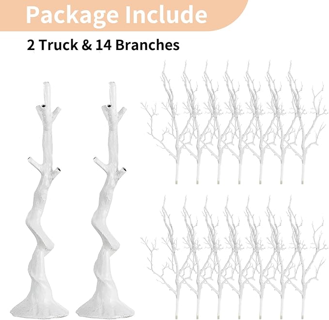 NUPTIO Artificial Christmas Tree Branch: 3.44 feet Tall White Manzanita Tree Halloween Centerpiece Wedding Centerpieces for Tables - Decorative Ornament Display Tree Branches for Weddings (2 Pc)
