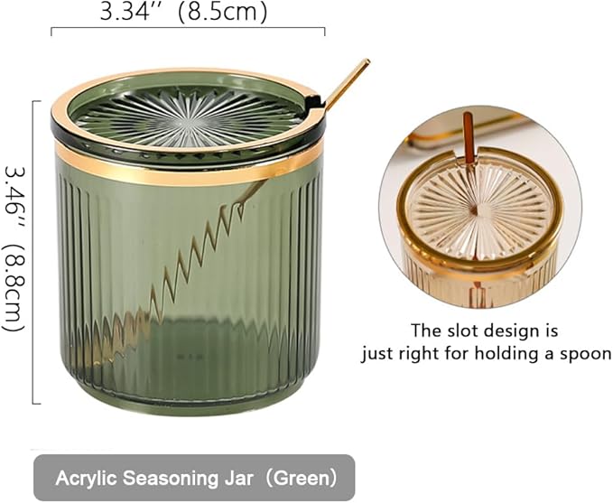 Acrylic Condiment Spice Jars,Condiment Spice Box With Lids and Spoons and Tray,Clear Plastic Condiment Canisters,Seasoning Box 6 Pack,Seasoning Box Set for Kitchen to Storage Salt,Paprika,Sugar