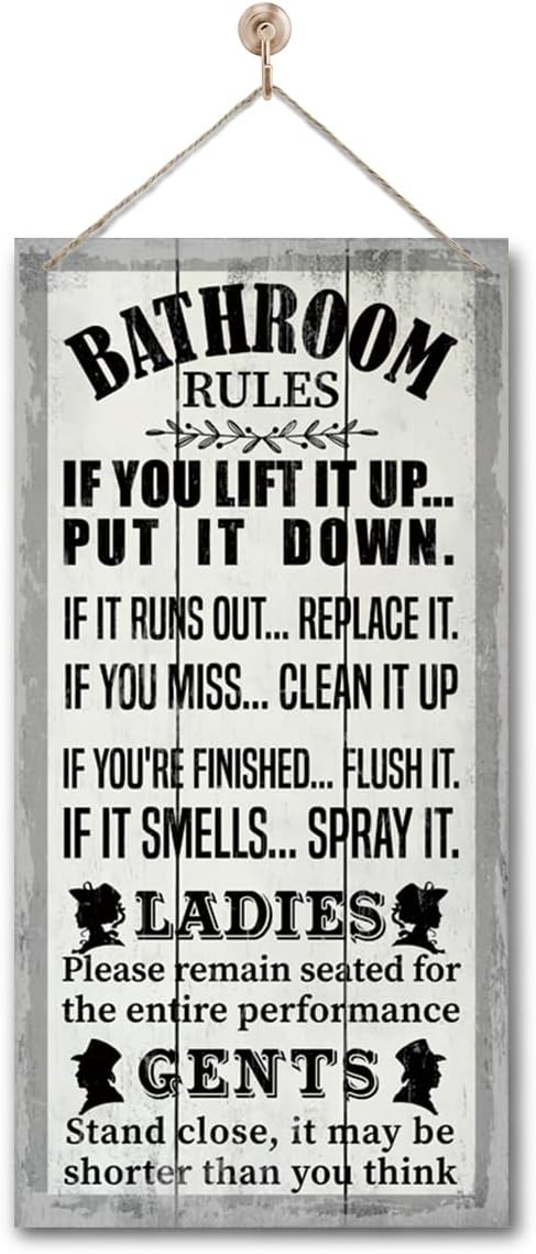 Rustic Bathroom Decor, Western Bathroom Decor, Funny Bathroom Signs Wall Decor, Bathroom Decor, Farmhouse Bathroom Decor, Country Bathroom Decor, Bathroom Signs, Bathroom Rules Wall Décor J1