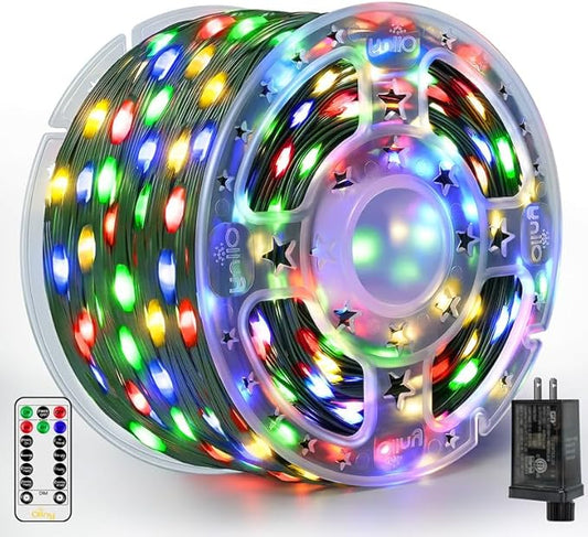 Ollny Christmas Lights 1000 LED 330 FT, IP67 Waterproof Plug in Christmas Tree Lights with Remote, 8 Modes, 3 Timers, Dimmable, House Xmas Indoor Decorations Outdoor Christmas Lights (Multicolored)
