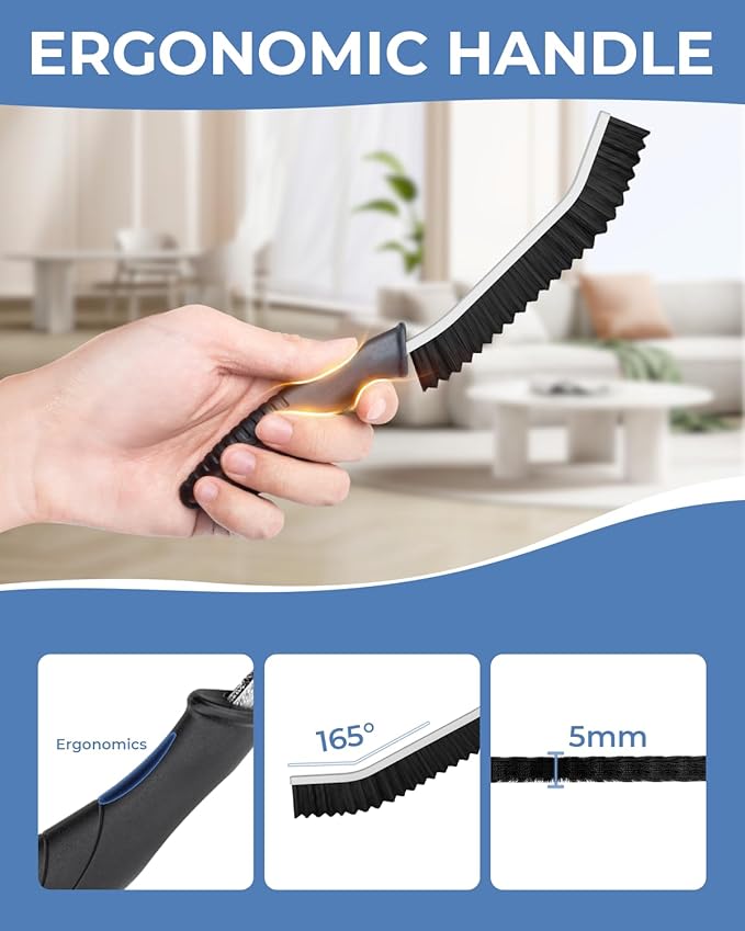 Crevice Cleaning Brushes, Cleaner Scrub Brush Tool for Hard to Reach Tight Space, Home Essentials, Serrated Scrub Brushes, Cleaning Supplies for Shower, Bathroom, Kitchen, Toilet (3, Black)