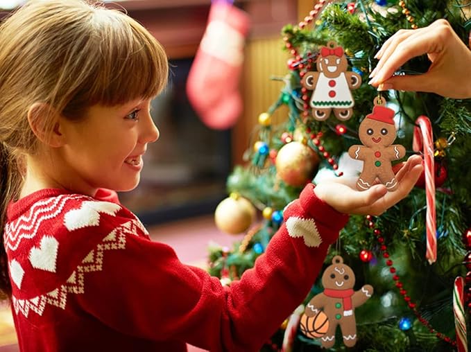 12pcs Christmas Gingerbread Man Ornaments for Christmas Tree Decorations Assorted Plastic Gingerbread Figurines Xmas Holiday Decorations 3 Inch Tall