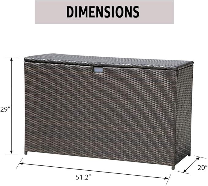 Super Patio Wicker Outdoor Patio Storage Box Waterproof, 120 Gallon Large Deck Box Rattan Storage Bin for Cushions, Garden Tools, Pool, Brown