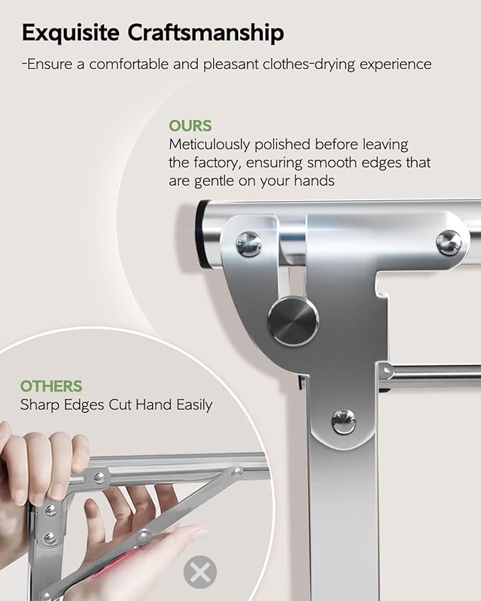 Clothes Drying Rack 79 Inches Folding Indoor Outdoor, Drying Rack Clothing Collapsible, Foldable Laundry Drying Rack, Heavy Duty Stainless Steel Clothesline, Garmet Rack, 20 Hooks 12 Clips