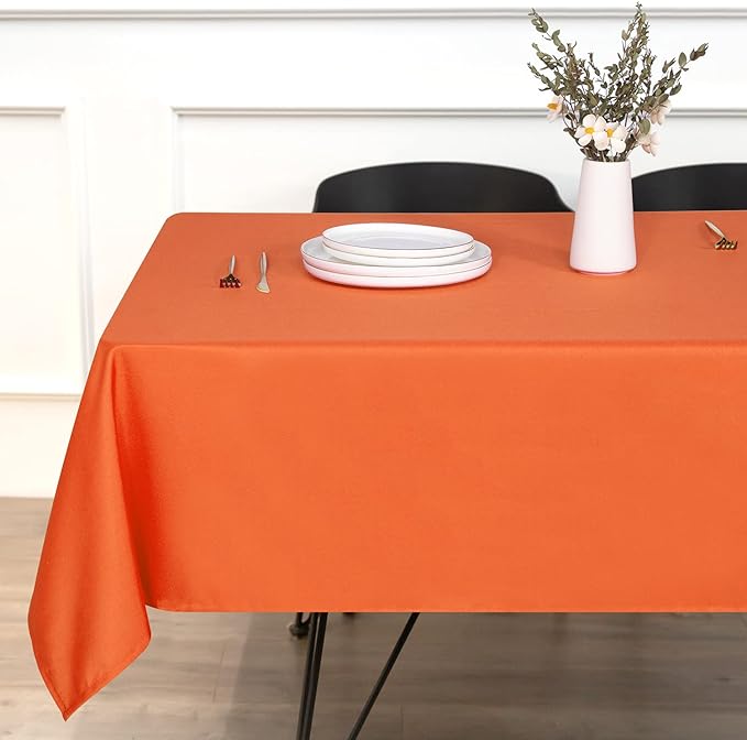 sancua Rectangle Tablecloth - 54 x 120 Inch - Stain and Wrinkle Resistant Washable Polyester Table Cloth, Decorative Fabric Table Cover for Dining Tables, Buffet Parties and Camping, Orange