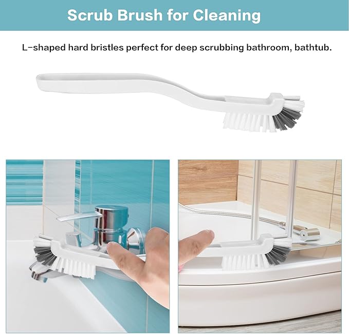 8 Pcs Dish Brush Bottle Bathroom Scrub Brushes Kitchen Cleaning Brush Right Angle Kitchen Brush Sink Household Pot Pan Edge Corners Tile Lines Brush with Stiff Bristles
