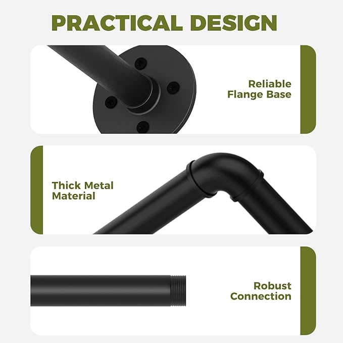 2Pc Hanging Planters for Indoor Plants Plant Hanger Indoor Hanging Plant Holder Black Metal Rod(Pot/Chain/Plant not Included