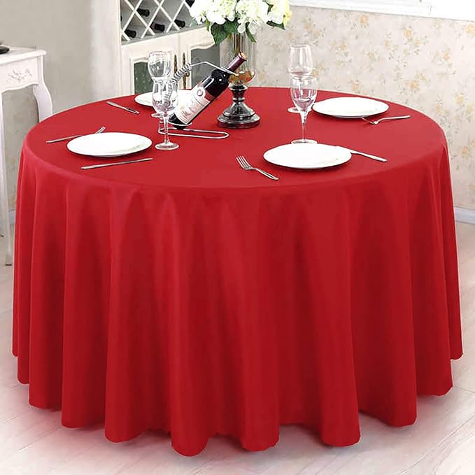 Surmente Red Tablecloth for Round Tables, 90-inch Round Table Cloths for Weddings, Banquets, or Restaurants