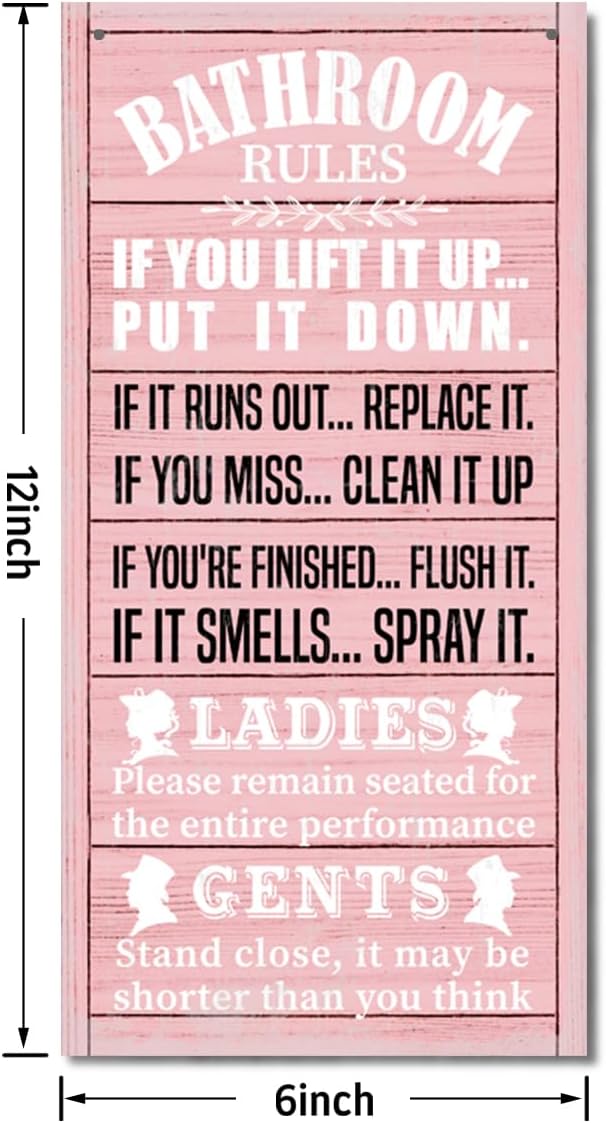 Rustic Bathroom Decor, Western Bathroom Decor, Funny Bathroom Signs Wall Decor, Bathroom Decor, Farmhouse Bathroom Decor, Country Bathroom Decor, Bathroom Signs, Bathroom Rules Wall Décor F1