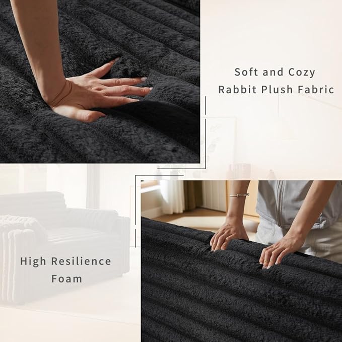 68.11" Corduroy Convertible Sofa Bed with USB Charging Port, Foldable Sleeper Chair with Pillows & Armrests, 3-in-1 Floor Couch for Living Room, Bedroom, Guest Room – Black