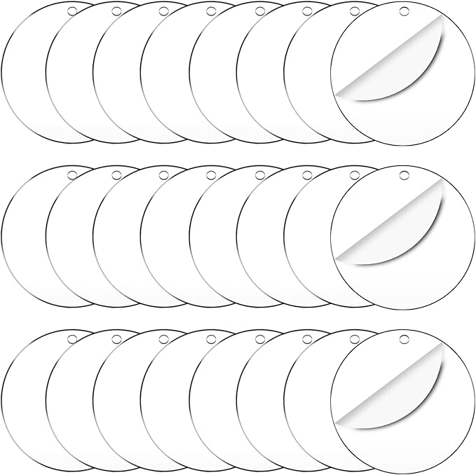 50 Pieces Clear Acrylic Circle Keychains Tags 2.5"/63.5 mmx1.5 mm Thicker Acrylic Discs with Holes,for Hanging Keychain and DIY Craft Painting Projects