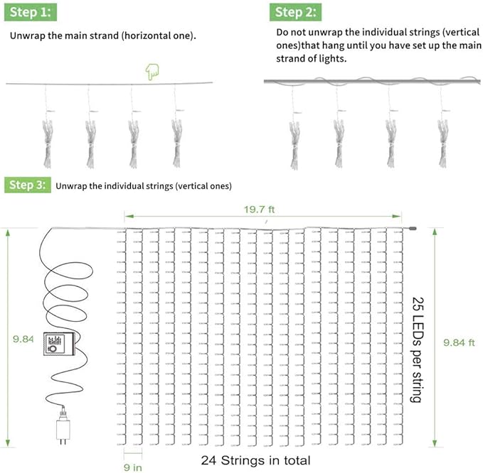 Solhice LED Curtain Lights Outdoor 20ft x10ft Cool White, 600 LED String Lights Backdrop Indoor Plug in, Twinkle Lights for Outside Backyard Wedding Bedroom Décor (Not Connectable)