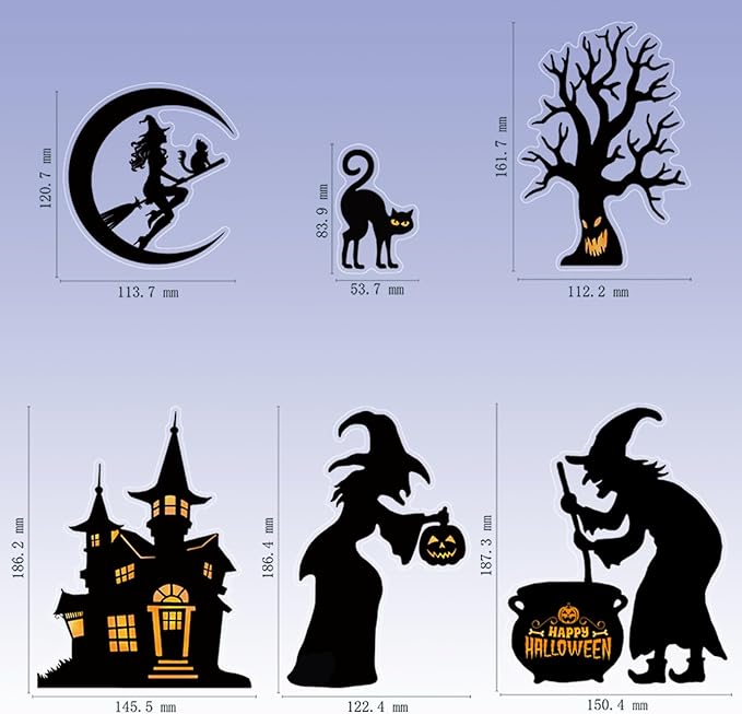 150 Pcs Halloween Window Clings Bats Witches with Cauldron Halloween Window Decoration | Large-Size Double-Side Skeletons Windo Clings Hallowee Party Decoration Reusable & Removable