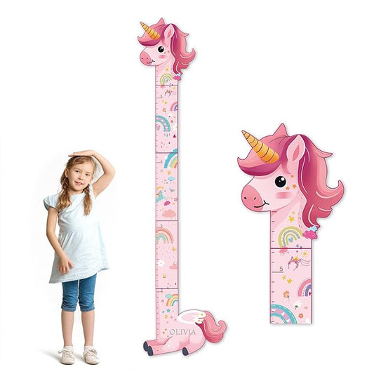 Personalized Name Growth Chart for Kids, Unicorn Wooden Wall Decor Growth Chart, Wall Decor for Kids Room, Wooden Growth Chart for Wall and Nursery Medical Office Toddler Playroom
