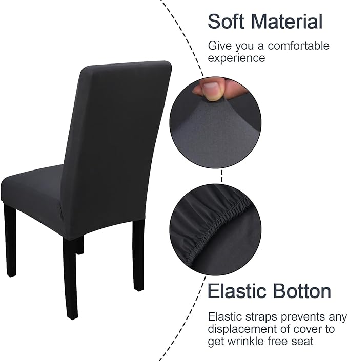 JQinHome Dining Chair Covers Dining Room Chair Slipcovers,High Stretch Removable Washable Parsons Chair Slipcover for Home Party Hotel Wedding Ceremony (Grey)