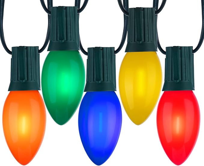 C9 LED Christmas Lights Outdoor, 150 Feet C9 String Lights with 150 Shatterproof Matte Bulbs, Connectable Waterproof Christmas Tree Lights for Holiday Roofline Backyard Garden Decor, Multicolor