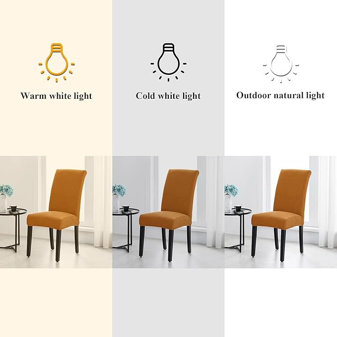 Joccun Chair Covers for Dining Room Set of 8, Dining Chair Slipcovers Stretch Dining Room Chair Covers Seat Protector,Washable Parsons Chair Cover for Home,Hotel,Banquet(Gold,8 Pack)