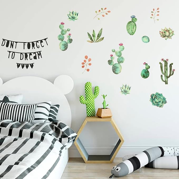 Luminous Window Wall Decals Switch Sticker Decoration Stickers for Home Office School Cactus