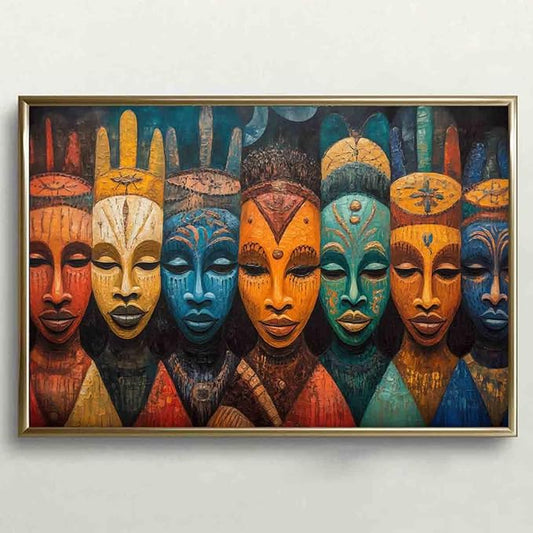 Mask Canvas Wall Art Tribal Ethnic Painting Samerican Painting Safrican Tribal Artwork African Culture Wall Art Antique Pictures Mask Vintage Living Room Decor 16x24inch No Frame