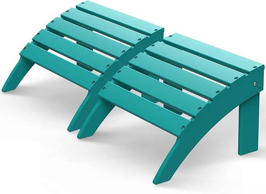 GREENVINES Adirondack-Ottoman | Set of 2 | HDPE Plastic | Outdoor Footrest | All Weather | Foot Rest | Foot Stool | Aqua | for Adirondack Chair | for Patio Backyard Pool