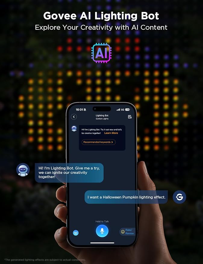 Govee Curtain Lights 2, Smart LED Curtain Light with DIY GIF AIGC, 1560 LEDs, RGBIC Color Changing Holiday Lights for Bedroom Window New Year Dynamic Decor, Outdoor IP65 Waterproof, 14.8×6.6ft