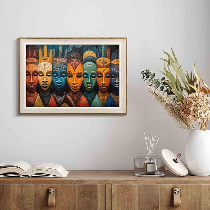 Mask Canvas Wall Art Tribal Ethnic Painting Samerican Painting Safrican Tribal Artwork African Culture Wall Art Antique Pictures Mask Vintage Living Room Decor 16x24inch No Frame