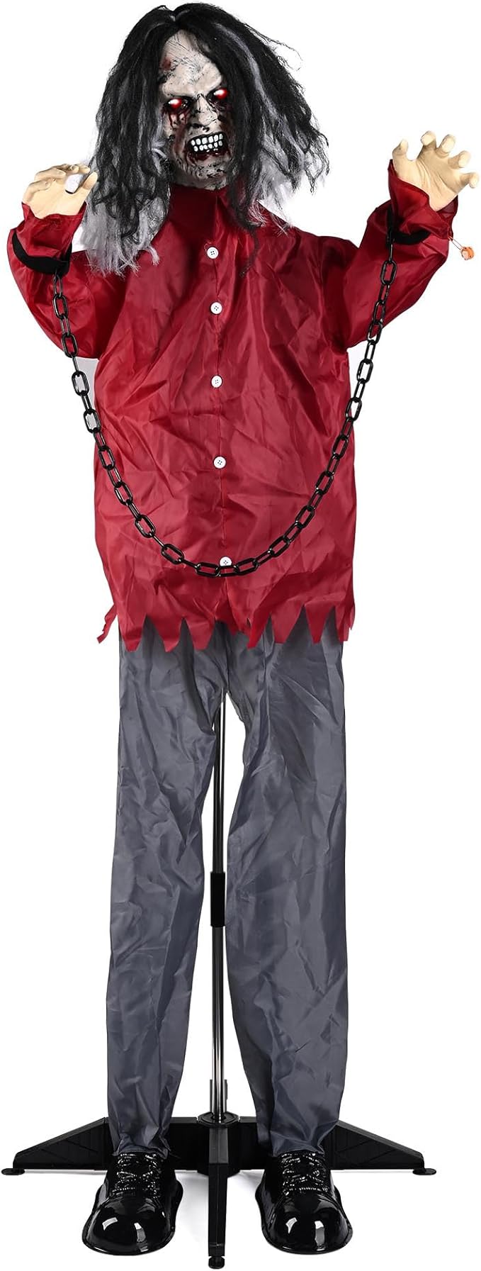 AW Animated Halloween Decorations,Scary Zombie Props 5.5 Ft Full Life Size with Motion/Sound Activated Glowing Eyes Horror Party Haunted House Outdoor Indoor Decorations 2025