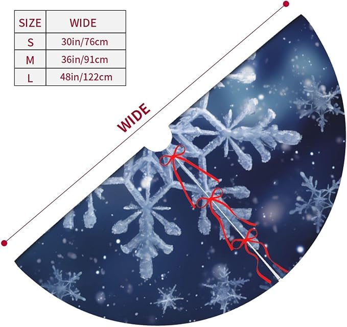 48" Blue Snowflakes Christmas Tree Skirt Large Tree Mat Base Cover for Xmas Festive Holiday Party Decoration Ornaments