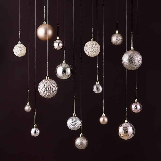 LANGXUN 36pcs Champagne Gold Christmas Tree Decorations Balls, Bolas De Navidad, 2025 Christmas Decor, Indoor Outdoor Shatterproof Christmas Ornaments, Xmars Party Wedding Suppiles