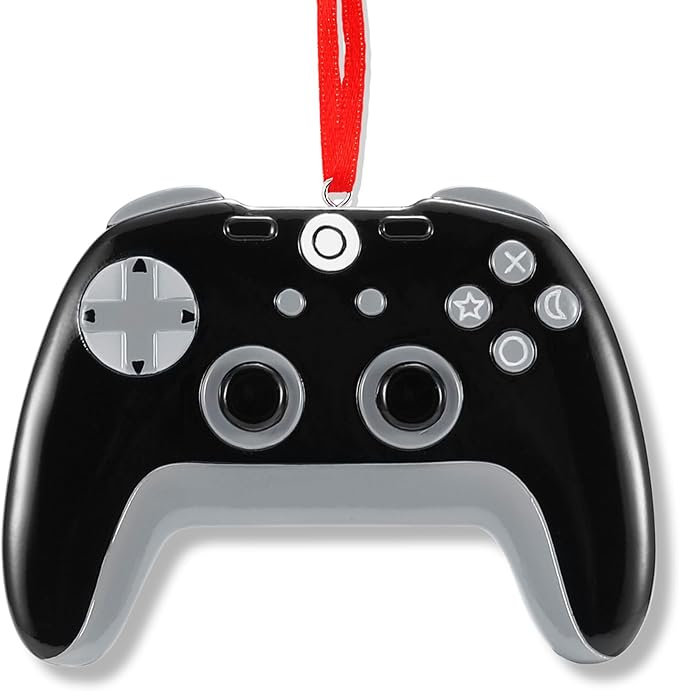 Ornaments by Elves - Personalized Black Controller Christmas Ornaments 2024 - Indoor Outdoor Hanging Decor for Personal and Family Christmas Party Decorations in Giftable Packaging