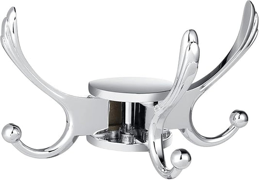 Heavy Duty Swivel Coat Hook Space Saving Towel Rope Hook Wall Mount Triple Swing Arms for RV Bathroom Kitchen Garage,Polished Chrome