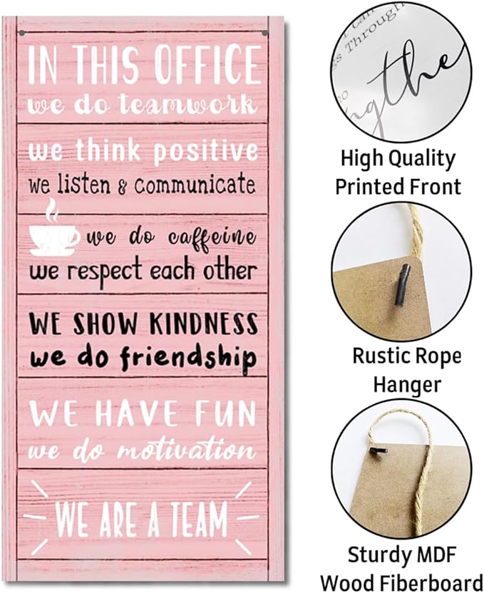 We Are A Team Office Signs Decor, In This Office Sign, Hanging Wood Sign Office Décor, Motivational Quotes Wall Décor, Office Wall Art, Human Resources Office Wall Décor, Team Gift, Gift for Leader F1