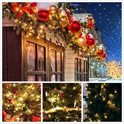 6pk Warm White Solar Christmas Lights Outdoor Waterproof, 600 LED 198FT Solar Powered LED String Lights Green Wire with 8 Modes, Solar Fairy Lights for Xmas Tree Party Wedding Garden Fence Decorations