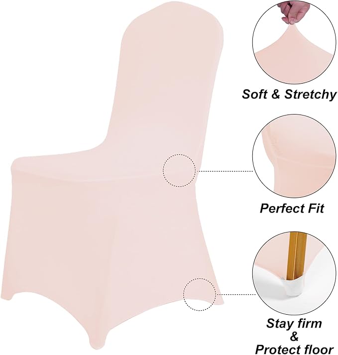 Waterproof Spandex Chair Cover 12PCS, Stretch Dining Chair Covers, Polyester Outdoor Chair Covers, Protector Stretch Chair Cover for Party Universal, Banquet, Wedding Event, Hotel(Blush Pink)