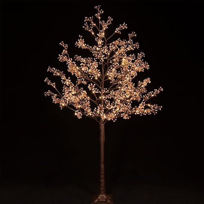 Lighted Baby's Breath Tree Set 4ft, 5ft and 6ft with 144/184/240 Warm White LED Lights for Holiday Decor - Dimmable, UL Certified, Waterproof - Ideal for Indoor and Outdoor Decoration