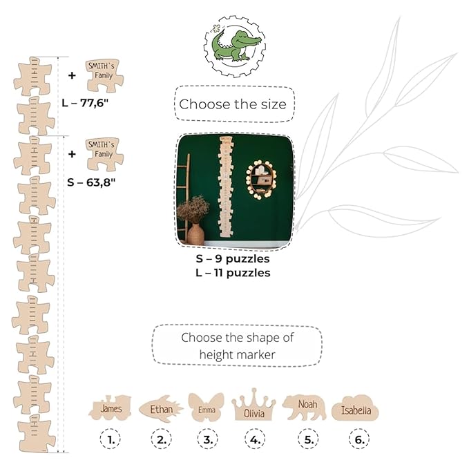 Personalized Wooden Growth Chart for Kids – Height Ruler Wall Decor for Nursery, Toddler, Baby & Family – Custom Name Growth Chart – Wooden Kids Height Measurement Ruler (Plywood)