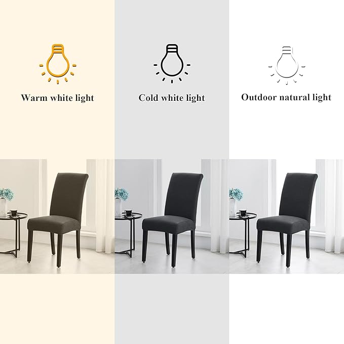 Joccun Chair Covers for Dining Room Set of 4, Dining Chair Slipcover Stretch Dining Room Chair Covers Seat Protector,Washable Parsons Chair Cover for Home,Banquet(Dark Gray,4 Pack)