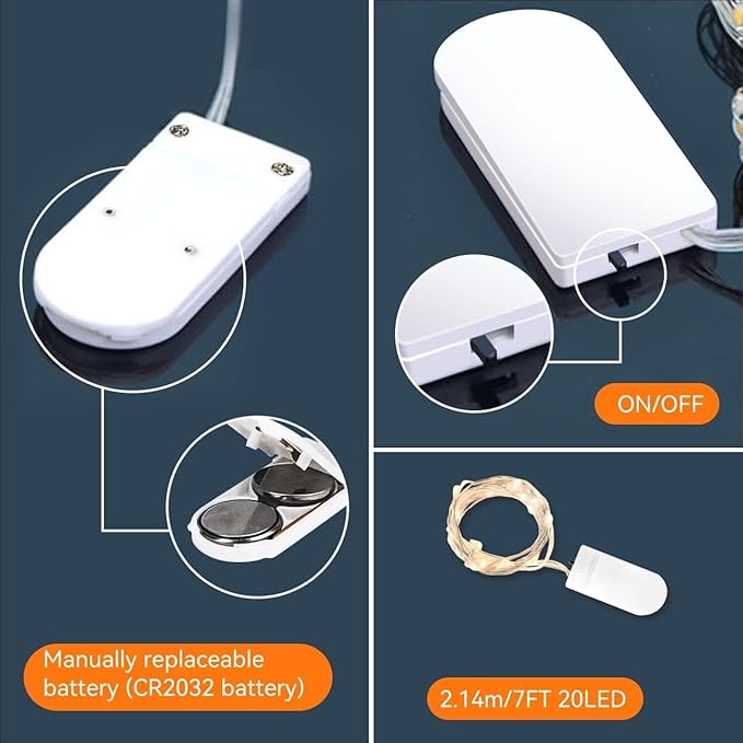 12 Pack Fairy Lights Battery Operated - 7ft 20 LED Twinkle Lights Copper Wire Mini String Lights Firefly Lights for Mason Jars DIY Crafts Christmas Wedding Party Centerpiece Table Decor, Warm White