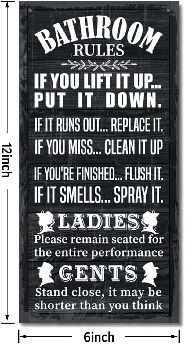 Rustic Bathroom Decor, Western Bathroom Decor, Funny Bathroom Signs Wall Decor, Bathroom Decor, Farmhouse Bathroom Decor, Country Bathroom Decor, Bathroom Signs, Bathroom Rules Wall Décor A1