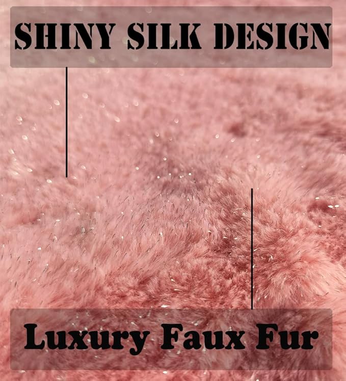 AISENO 48 Inch Christmas Tree Skirt Faux Fur Pink Bright Silk Shiny Decoration for Christmas Tree Plush Merry Christmas Decorations Decor