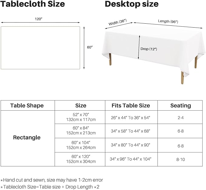 IVAPUPU Textured Linen Table Cloth for Rectangle Table - Waterproof Fabric Tablecloth Rectangular Wrinkle Free Wipeable Dining Cover for Wedding/Birthday/Party Decor, 52 x 70 Inch
