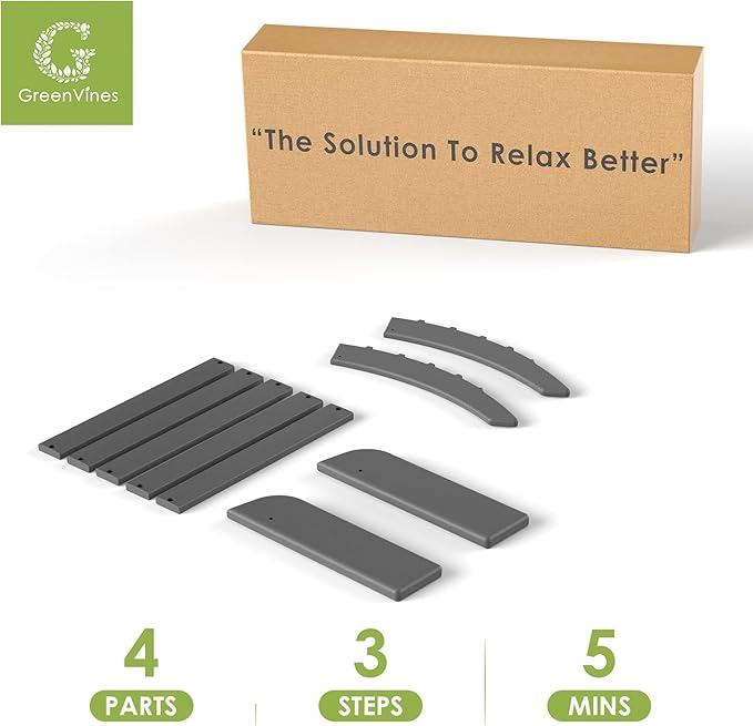 GREENVINES Adirondack-Ottoman | HDPE Plastic | Outdoor Footrest | All Weather | Foot Rest | Foot Stool | Grey | for Adirondack Chair | for Patio Backyard Pool