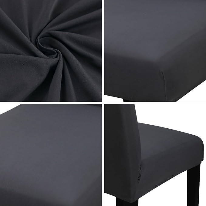 JQinHome Dining Room Chair Covers Set of 12, High Stretch Chair Slipcover Removable Washable Chair Seat Protector Cover for Home Party Hotel Wedding Ceremony (Grey)