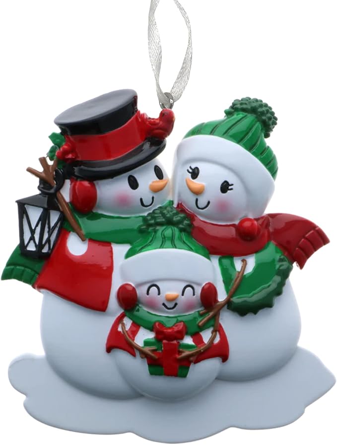 2025 Family Christmas Ornament – Personalized Ornament for Families – Custom Snowman Family Ornament – Holiday Tree Decoration Keepsake Gift (Family of 3)