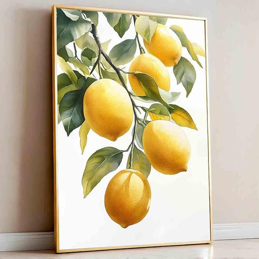Lemon Tree Canvas Wall Art Vintage Lemons Painting Lemon Branch Wall Art Rustic Fruit Pictures Fruit Market Print Vintage Citrus picture Still Life Painting Living Room Decor 16x24inch No Frame