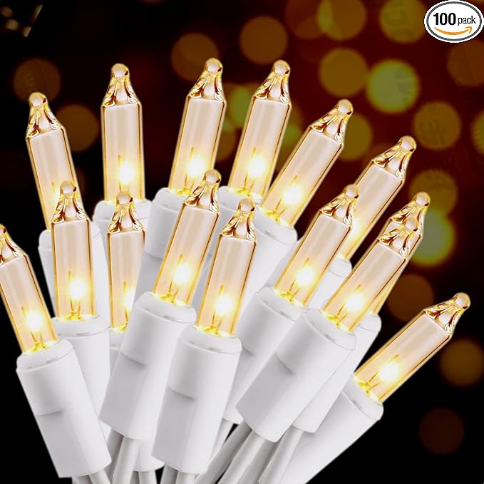 Christmas Lights 100 Count Mini Clear Lights 32ft White Wire Christmas Tree String Lights Set for Outdoor Indoor Christmas Decorations Wedding Decorations Valentines Day Decor,UL Certified (32feet)