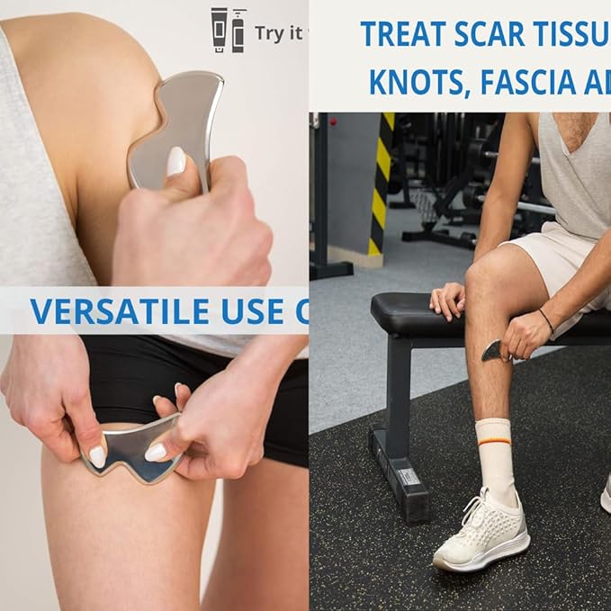 4 in 1 Muscle Scraper Tool Set,Stainless Steel Gua Sha Massage Tools, Professional Physical Therapy Instruments with Storage Case